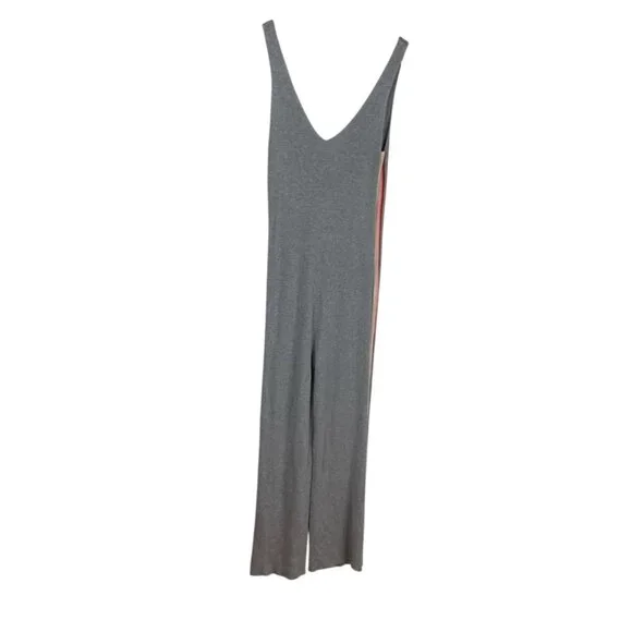 Spiritual Gangster Jumpsuit Romper Sleeveless Ribbed Side Stripes Gray Size S - Picture 1 of 9